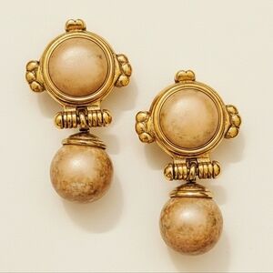 Une Ligne Paris Marbled Ball Drop Earrings Vintage France